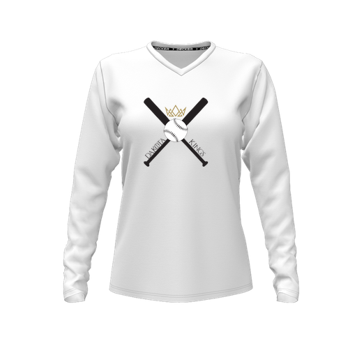 [FTLVCFWH-FYXS-LOGO2] Decker Comfort T-Shirt (Female Youth XS, White, V Neck, Logo 2, Long Sleeve)