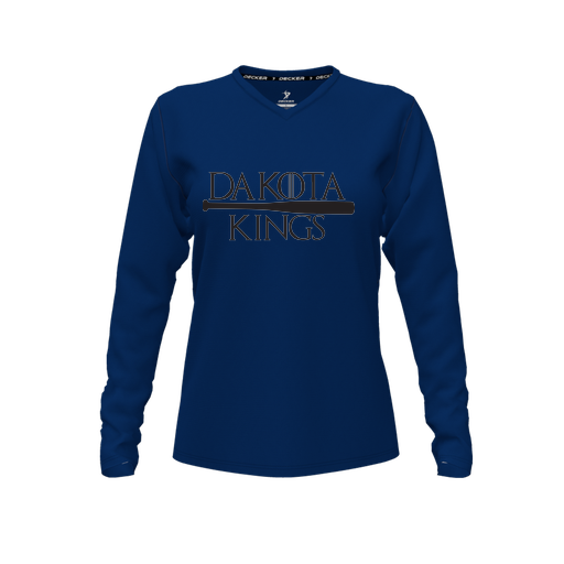 [FTLVCFNV-FYXS-LOGO3] Comfort T-Shirt (Female Youth XS, Navy, V Neck, Logo 3, Long Sleeve)