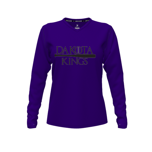 [FTLVCFPP-FYXS-LOGO3] Decker Comfort T-Shirt (Female Youth XS, Purple, V Neck, Logo 3, Long Sleeve)
