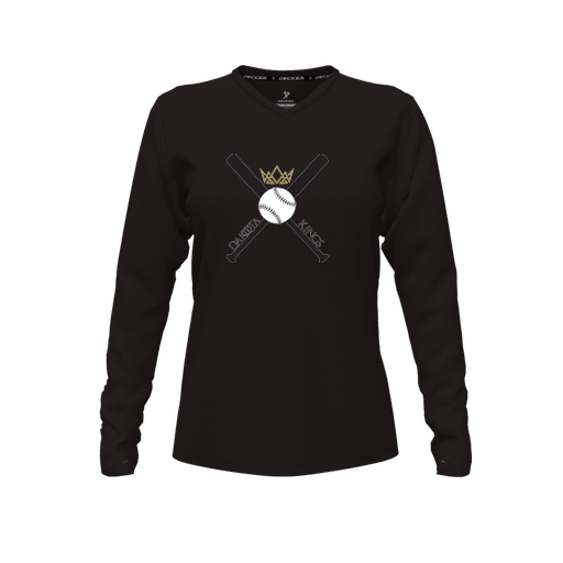 [FTLVPTBK-FYXS-LOGO2] Decker Performance T-Shirt (Female Youth XS, Black, V Neck, Logo 2, Long Sleeve)