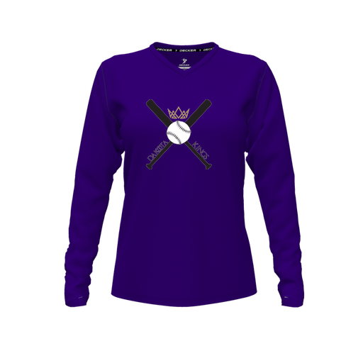 [FTLVPTPP-FYXS-LOGO2] Decker Performance T-Shirt (Female Youth XS, Purple, V Neck, Logo 2, Long Sleeve)