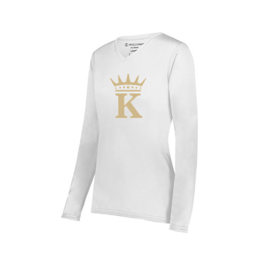 [222824.005.S-LOGO1] Ladies LS Smooth Sport Shirt (Female Adult S, White, Logo 1)